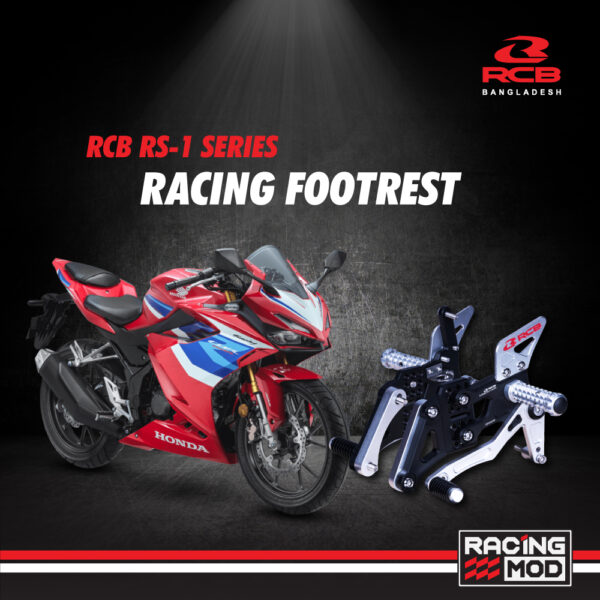 RCB RS1 FOOTREST SINGLE SET CBR150R/CBR250RR - BLACK/SILVER
