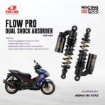 RCB FLOW PRO DUAL SHOCK ABSORBER 305MM PREMIUM BLACK - AEROX V1/V2/NMAX