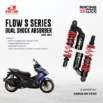 RCB FLOW S DUAL SHOCK ABSORBER 305MM RD/BK - AEROX V1/V2/NMAX