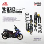 RCB VR SERIES DUAL SHOCK ABSORBER 290MM (LOAD 15MM) PREMIUM BLACK - AEROX V1/NVX155