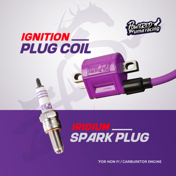 UMA RACING PLUG COIL CARBURETOR NON FI & UTECH LASER IRIDIUM SPARK PLUG COMBO PURPLE