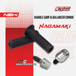 RCB Nagamaki Single-Tone Rubber Handle Grips & M5 Handlebar End Balancers Combo