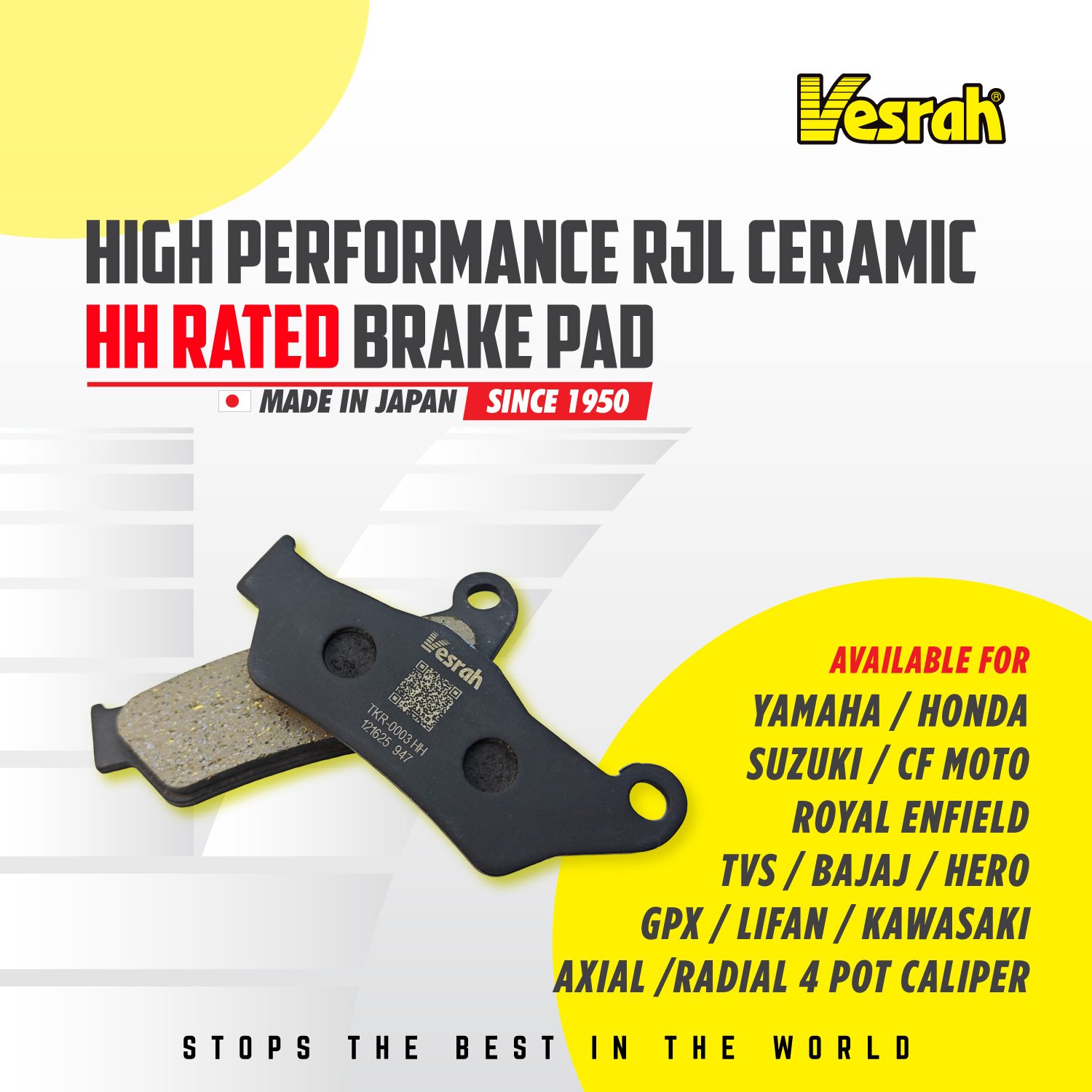 Vesrah_Brake_Pads VESRAH CERAMIC BRAKE PAD HH RATED HIGH PERFORMANCE SD-177 Front HONDA - Image 1