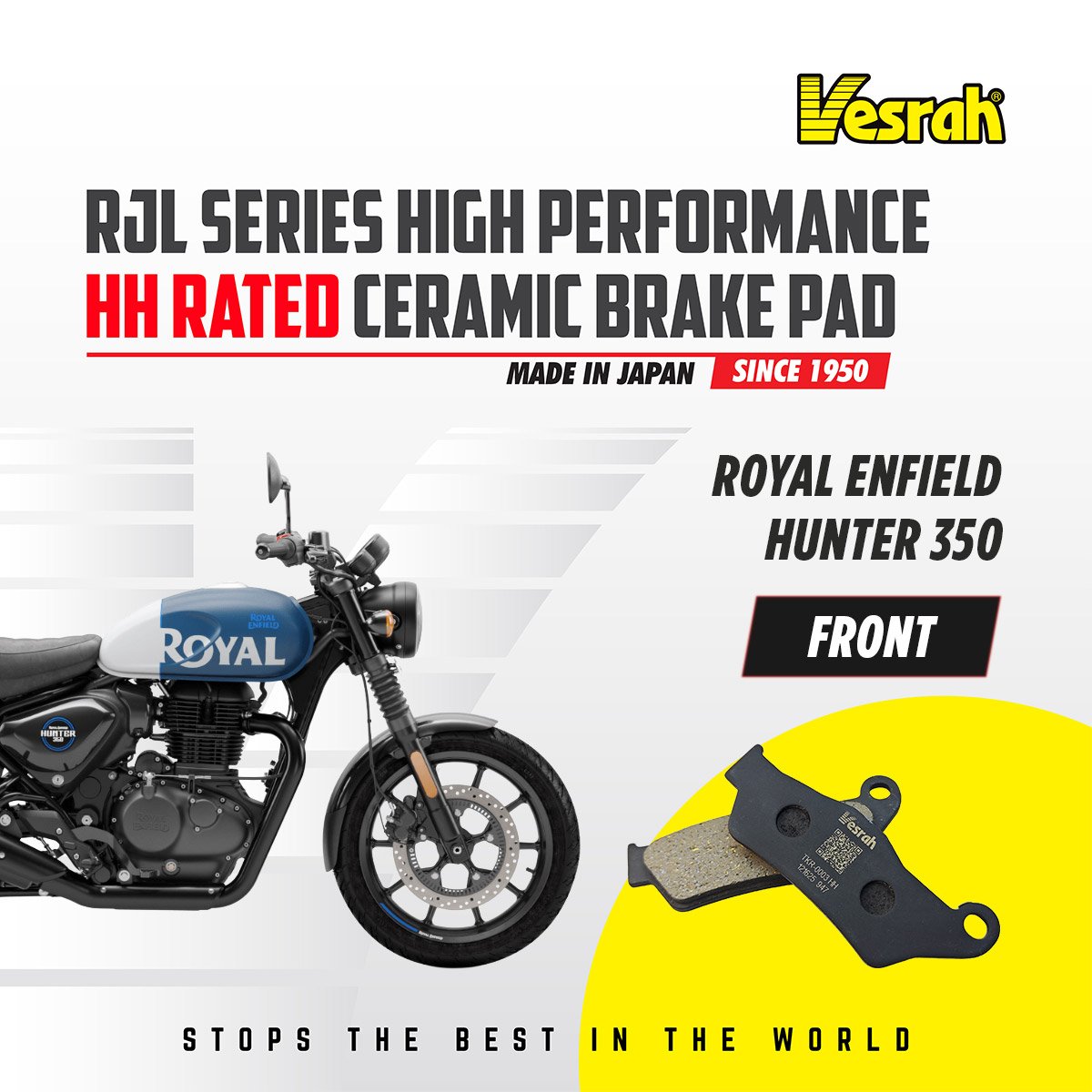 Vesrah_RE_hunter350_FR VESRAH CERAMIC BRAKE PAD HH RATED HIGH PERFORMANCE SD-947 Front ROYAL ENFIELD - Image 1