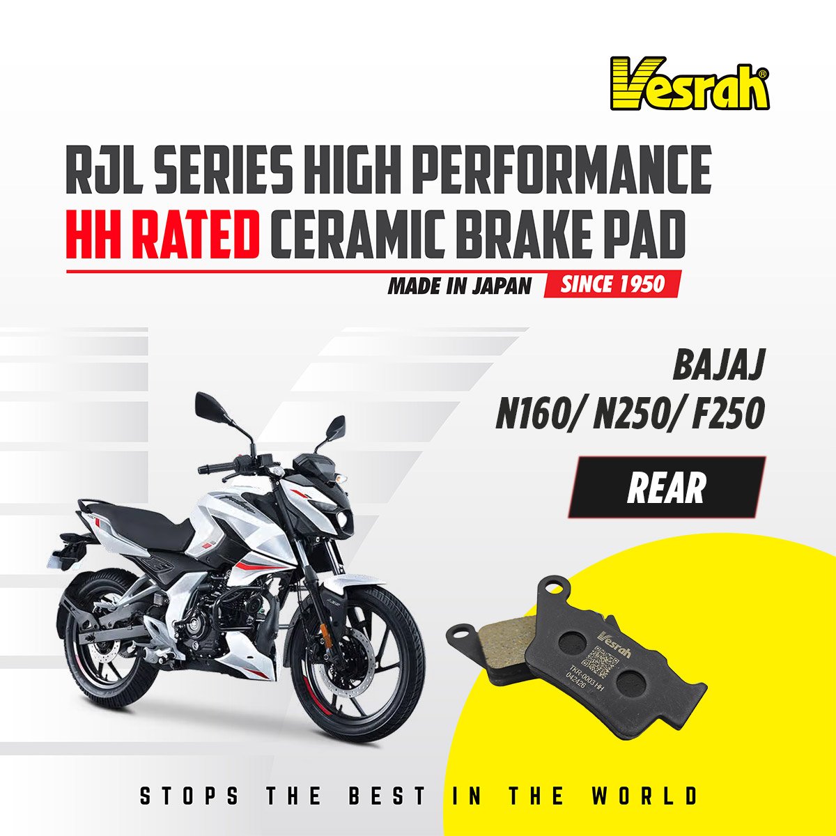 Vesrah_N16_N25_RR VESRAH CERAMIC BRAKE PAD HH RATED HIGH PERFORMANCE SD-953 Rear BAJAJ - Image 1